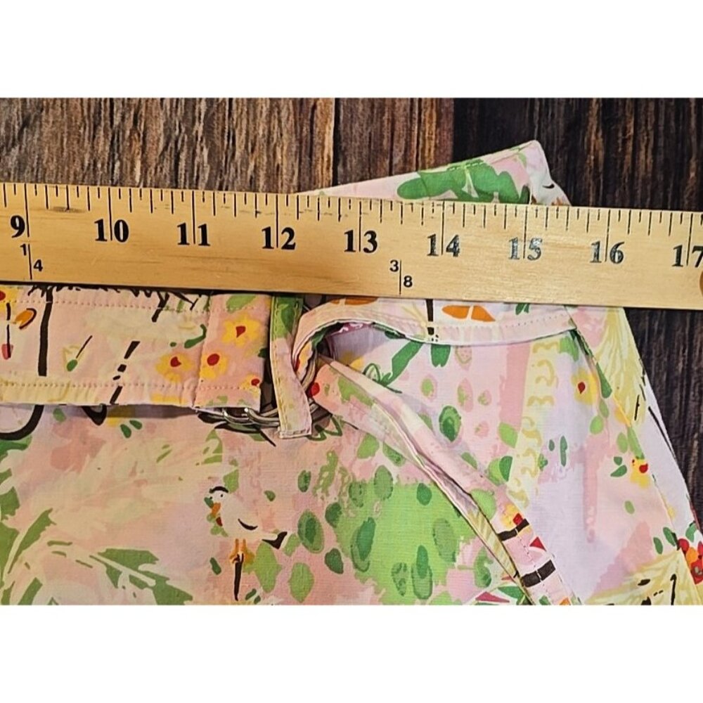 Larry Levine Stretch Skort Skirt Shorts All Over Print Pink Belt Summer Women 10 - Picture 7 of 10